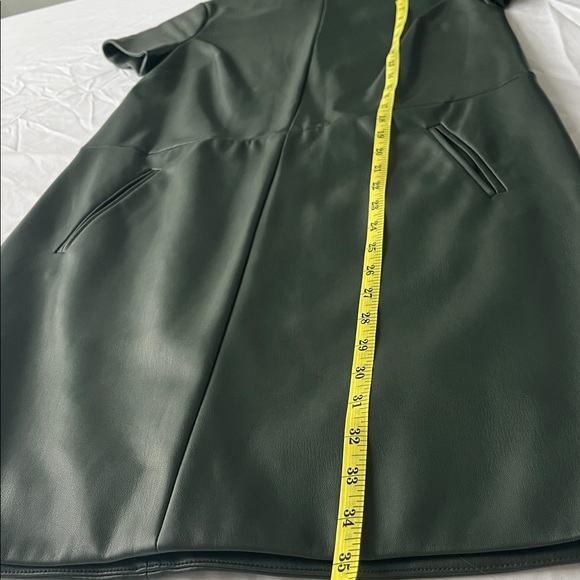 Ann Taylor Petite Green Leather Mini Dress with Pockets - Picture 14 of 16